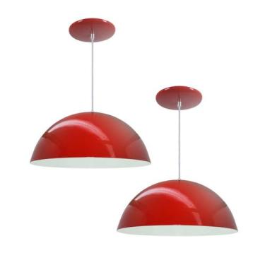 Imagem de Kit 2 Luminária Pendente Meia Lua 34cm Com Interior Branco Brilho Com 