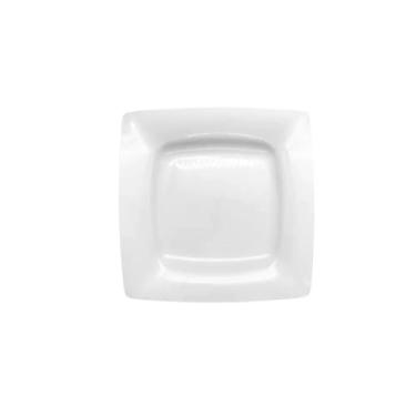 Imagem de Kit 50 Pratos Quadrados de Plástico Reutilizável, Branco, 23cm x 23cm, Polipropileno PP, Resistente, Micro-ondas e Lava-louças