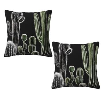 Imagem de Planta suculenta - Fronha decorativa estampada com zíper, fronha de seda hipoalergênica, para casa e viagem, presente para qualquer ocasião, 41 x 40 cm