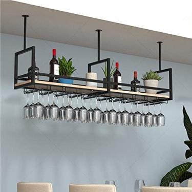 Imagem de Prateleira suspensa para copos de vinho - suporte de vinho, prateleiras flutuantes, rack de vinhos, prateleiras flutuantes de teto, prateleira de armazenamento montada na parede