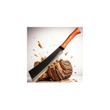 Imagem de Facão Militar Tático, Lâmina Full Tang 36cm, Aço Preto, Cabo 14cm, para Camping e Pesca, com Bainha, 50cm Total