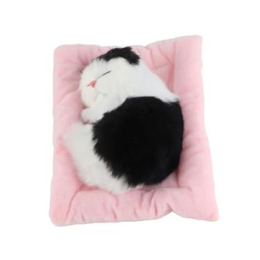 Imagem de ZAWELIYO Brinquedo de Gatinho Dormindo Realista de Gato Falso Com Efeito Sonoro para Crianças e Idosos Pelúcia 7,1 X 6,3 pol. (Gato preto e branco com carvão ativado)