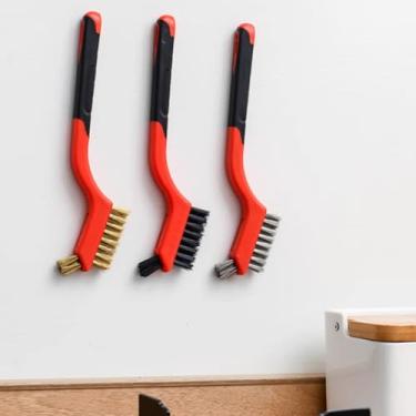 Imagem de Pacote com 3 escovas de limpeza de aço inoxidável e latão, almofadas de limpeza de ponta dupla para fogão, churrasqueira, peças automotivas, remoção de ferrugem e sujeira, 3 peças