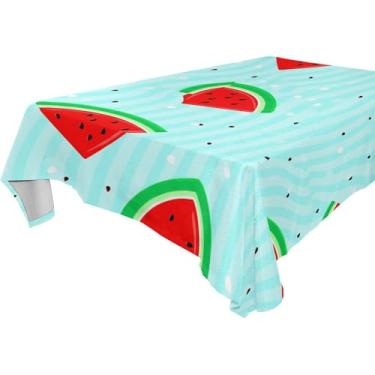 Imagem de Burbuja Toalha de mesa de fatias de melancia, toalha de mesa retangular, anti-rugas, grossa para decoração de jantar, cozinha, festa, 152 x 274 cm