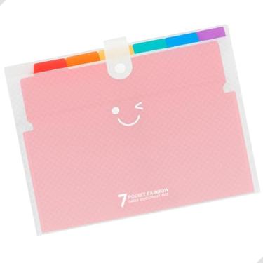 Imagem de Pasta Escolar Organizadora Sanfonada com 7 Divisórias, Marcadores Coloridos e Fechamento Prático, Ideal para Documentos, Escritório, Escola e Arquivos, Papelaria Fofa Criativa (Transparente)