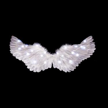 Imagem de Generic Traje de Penas Brancas Artesanais Com Asas de Cupido Brilhantes LED para Baile de Máscaras de Férias (Genericphzxbqocwi-6)