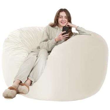 Imagem de HABUTWAY Cadeira Bean Bag: Cadeira gigante de espuma viscoelástica de 1,7 m para adultos com capa de microfibra 1,5 m (bege)