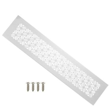 Imagem de PATIKIL Capa de ventilação de porta de 35 x 7,6 cm, capa de ventilação de grade de alumínio resistente com parafusos de montagem para porta de guarda-roupa de armário, cinza claro