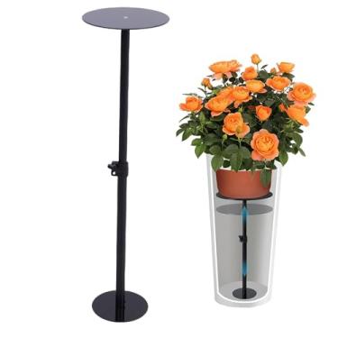 Imagem de Fabater Elevador de Planta de Altura Ajustável, Enchimento de Inserção de Plantador de Aço Carbono Com Placas Acrílicas de 6 8 10 Polegadas para Plantadores Redondos Quadrados (Longo 17-32 pol.)