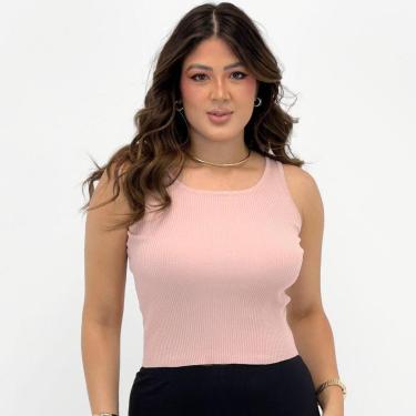 Imagem de Blusa Blue Rose Cropped Regata em Tricot Feminina-Feminino