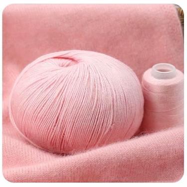 Imagem de 1 bola de caxemira mongol tricotada à mão de fio de caxemira 50 g de lã de tricô (rosa pêssego)