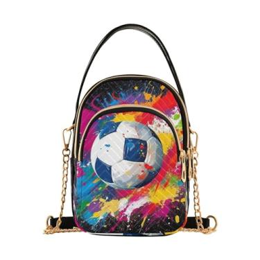 Imagem de Peacocks Standing on a Branch Bolsa tiracolo feminina, bolsa tiracolo moderna com zíper, Bola de futebol arco-íris - 2, One Size