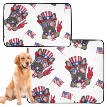 Imagem de Almofadas de xixi laváveis para cães, desenho animado, buldogues franceses, almofadas absorventes para cães, tapete impermeável para cercadinho para cães, médio + grande, conjunto de 2