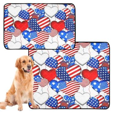 Imagem de TSENQUE Balão de coração Patriotic America Pee Pads para cães, tapetes laváveis e reutilizáveis para animais de estimação, tapete de parto, absorvente à prova d'água, tapete de cercadinho para cães