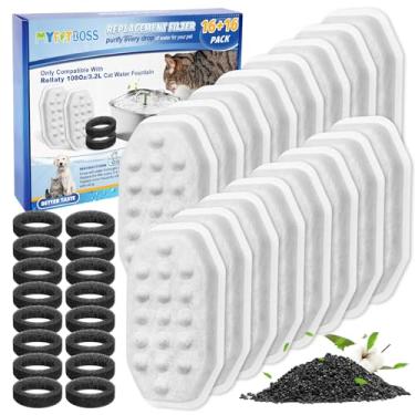 Imagem de MyfatBOSS 16+16 Pack Pet Water Fountain Filter Compatible with Rellaty & Fit for Neareal 108oz/3.2L Automatic Dog Water Dispenser, Cat Filters for Fountain Cat Bowl