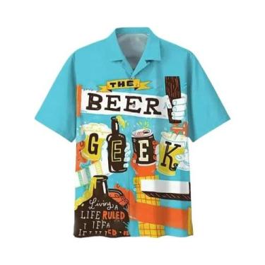 Imagem de Camisa Masculina De Verão Com Estampa 3D Para Festival De Cerveja, Est