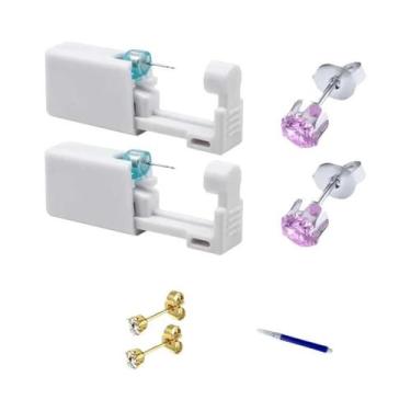 Imagem de Kit De Pistola De Perfuração De Orelha Descartável Com Brincos E Brinc