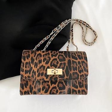 Imagem de Bolsa de ombro quadrada, bolsa transversal de design exclusivo com alça ajustável, bolsa feminina moderna, Café, Bolsa de ombro