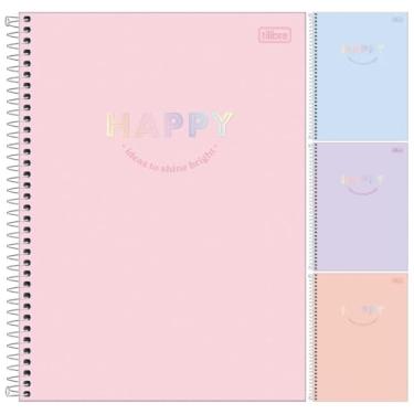 Imagem de Kit C/ 4 Caderno Happy Universitário Espiral TILIBRA - 10M 160 Folhas