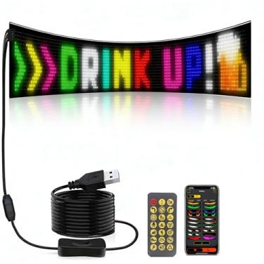 Imagem de Luz de olhos diabólicos para para-brisas, 37 cm x 9 cm, placas flexíveis coloridas para olho grande, tela de LED programável, placa de luz LED de rolagem, animação de padrão de texto personalizado