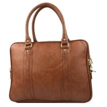 Imagem de Bolsa Executiva Feminina para Notebook 15.6" Couro Sintético Premium com Alça Ajustável(Marrom Caramelo)