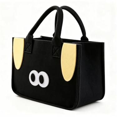Imagem de 1 pacote de sacolas de feltro, sacolas de supermercado reutilizáveis, espaçosas, 30 x 20 x 18 cm, bolsa dobrável para compras e viagens, Preto