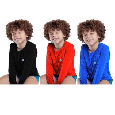 Imagem de Kit 3 Camisa Infantil Térmica Uv50+ Proteção Solar Menino-Masculino