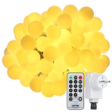 Imagem de Luzes de fita globo plug-in 18m 150 LEDs fada com controlador Iluminação quente 8 modos Função temporizador Decorativo para interiores Casamento Festa