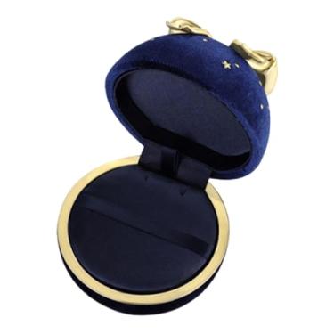 Imagem de simhoa Caixa de joias de cetim, caixa de presente, pequeno estojo de luxo para guardar joias, ideal para o Dia dos Namorados, aniversário, casamento e, Azul para Pingente