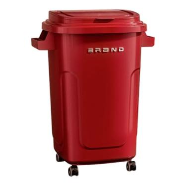 Imagem de Fenteer Lixeira minimalista de dupla camada, para sala de estar e escritório, Red 48 L