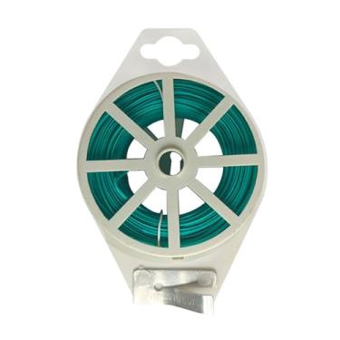 Imagem de Fio de jardim com carretel de corte embutido, laços de plantas flexíveis verdes 98,42 pés/30 m, laços torcidos para suporte de plantas ao ar livre, arranjos de flores internos, fabricação de grinaldas