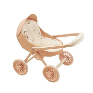 Imagem de Kokiya Carrinho de bebê em miniatura para casa de bonecas, compatível com bonecas BJD de escala 1/12. Criativo, e perfeito para decorar a casa de, Rosa