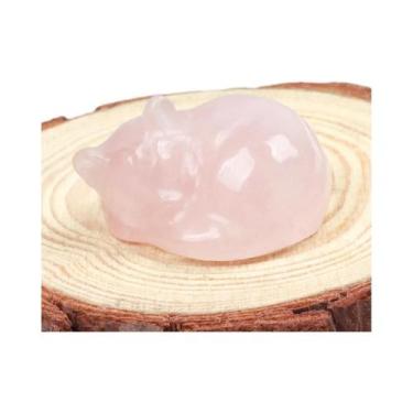 Imagem de Estátua De Gato Em Quartzo Rosa, Pedras De Energia Cristalina, Gatos E