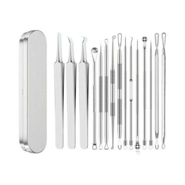 Imagem de Conjunto De Ferramentas De Limpeza Facial Em Aço Inoxidável 15 Peças E