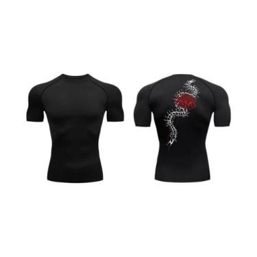 Imagem de Camisetas De Compressão De Manga Curta Com Estampa Floral Para Homens,