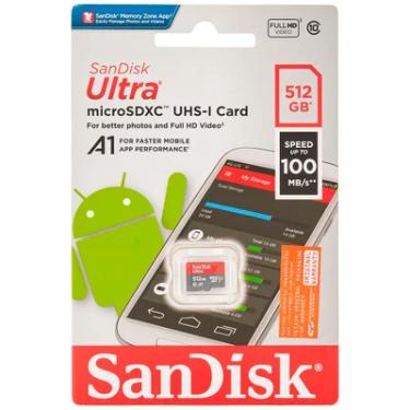 Imagem de Cartão De Memória Micro SD Sandisk Ultra 512GB, 150mb/s Uhs-i Classe 10 - Sdsquac-512g-gn6mn