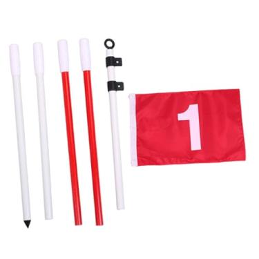 Imagem de YIJU Bandeira de golfe portátil de 5 seções, vermelha, para putting green, campo de golfe, quintal, presente para golfistas, acessórios de golfe, Copo Sem Furo