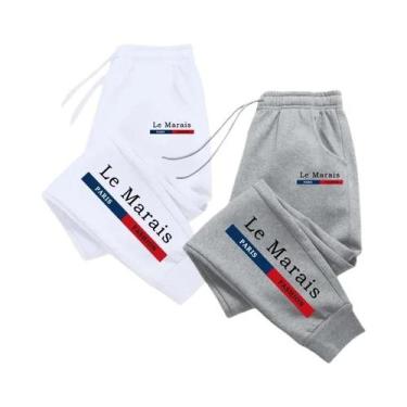 Imagem de Calças Jogger Masculinas Com Estampa Paris Le Marais 2 Em 1, Calças De