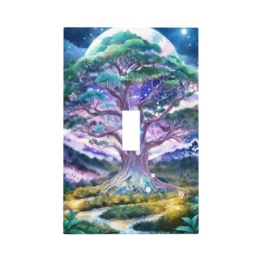 Imagem de Capa decorativa para interruptores de luz, árvore mágica, placa de parede com interruptor único, capa decorativa para decoração de casa