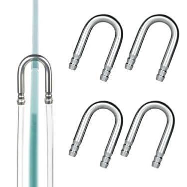 Imagem de LINLAN Conector de tubo em U de aço inoxidável 304 para aquário de 4 peças, design antitorção, compatível com mangueira de ar ID de 4 mm, bomba de ar e difusor de CO2 acessório para aquários sem aro