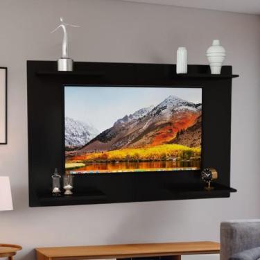 Imagem de Painel de Tv em MDF Resistente com 4 Prateleiras Moderno Cor:Preto - B