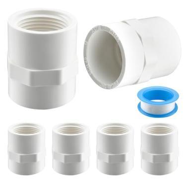Imagem de SDTC Tech 6 peças 1/2 NPT rosca fêmea branco PVC conector adaptador de encaixe, programação bidirecional 40 soquetes x NPT acoplamento de rosca fêmea