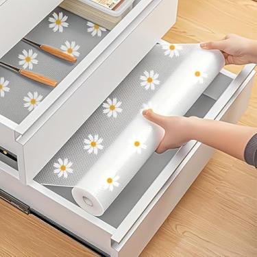 Imagem de 1 peça de forro de margarida floral plástico impermeável antiderrapante corte para prateleira para gaveta de geladeira de cozinha 100 x 30 cm, 30100
