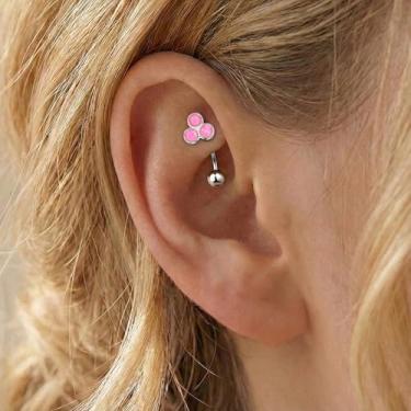 Imagem de Rook Jewelry Brincos 16G Aço Cirúrgico Curvo Barbell Sobrancelha Anéis Vertical Labret Lip Jewelry Brincos Daith para Mulheres Homens 8 mm Hipoalergênico, 16g,8mm, Metal, Sem Pedra Preciosa