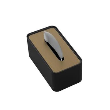 Imagem de Porta-lenços de papel higiênico moderno de aço inoxidável dispensador facial de guardanapo de mesa de alta qualidade para hotel escritório capa de caixa de lenços faciais (preto, grande)