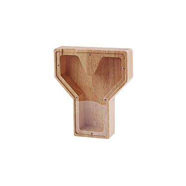 Imagem de Porquinho de Bambu Madeira Forma Letras em Inglês Cofre para Economizar Moedas Caixa Armazenamento Ornamentos Mesa Quarto Capacidade Grande Fácil Usar Decoração Linda Ótimo