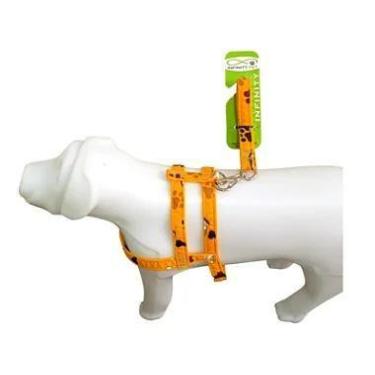 Imagem de Conjunto Peitoral Estampado Ajustável com Guia para Cachorro - Nylon L