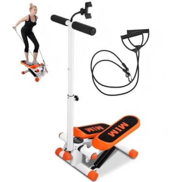 Imagem de Mini Stepper, Simulador de Caminhada com Guidão e Suporte Celular, Capacidade 150 Kg, Simulador de Escada com Fitness Monitor LCD, Laranja