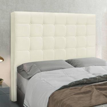 Imagem de Cabeceira Casal Queen Estofada Com Costura Bordada Em Tecido Linho Sonhare Lucadi Rústico Natural