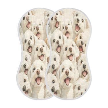 Imagem de STAYTOP 2 peças de panos de arroto fofos para cachorros brancos - panos para arrotar para bebês meninos meninas e toalha de recém-nascido, panos grandes absorventes para arrotar
